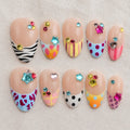Colorful Y2K Press On Nails, Funky Pop Art French Tips
