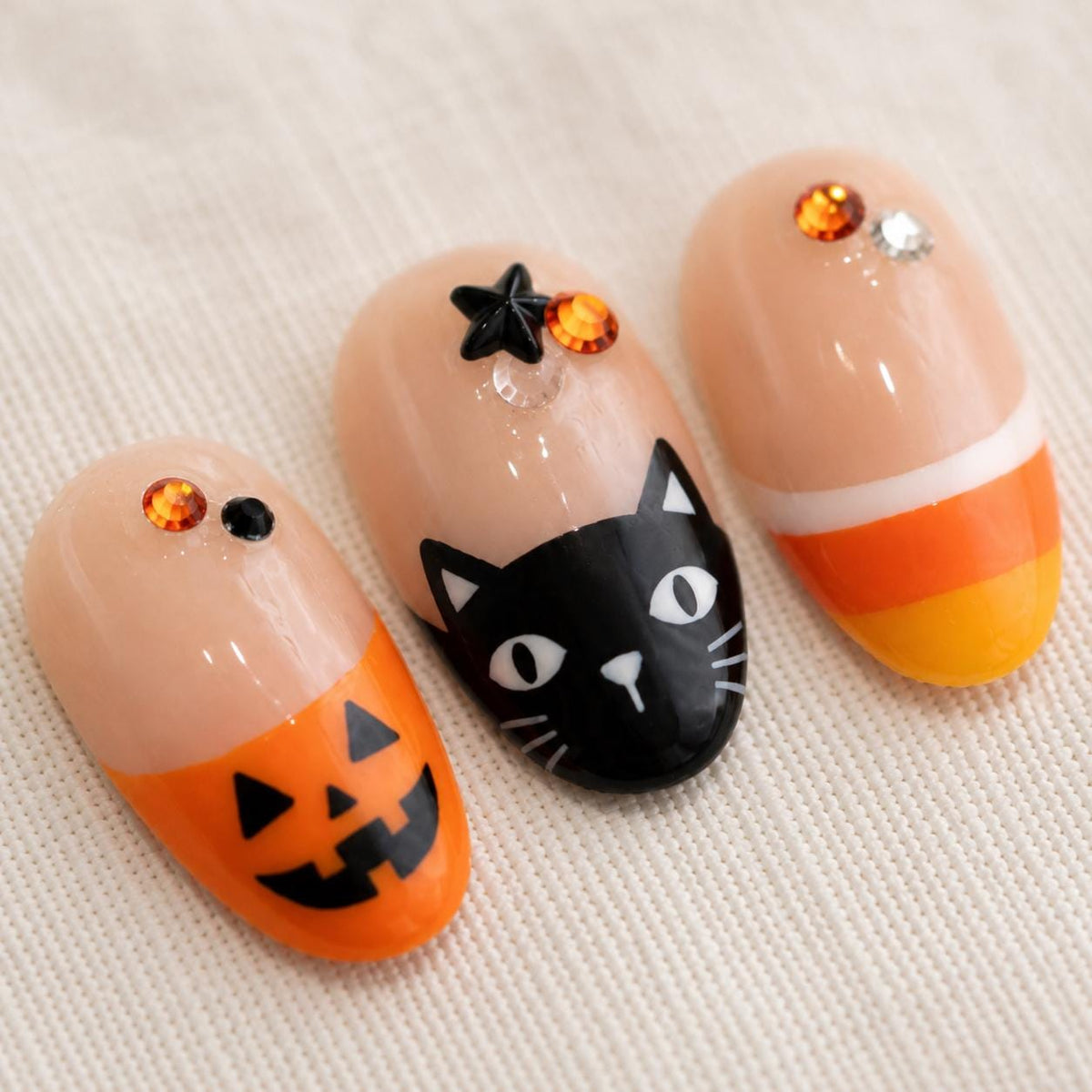 Spooky Halloween Press On Nails, Cute Ghost Black Cat Nails, Handmade Holiday Nail Art