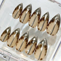Handmade Tortoiseshell Stiletto Press On Nails, Neutral Chrome Animal Print Set
