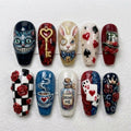 Alice in Wonderland Press On Nails | Mad Tea Party Magic | 3D Whimsical Coffin | Cheshire Cat Rabbit Nail | 3D Sculpted Art Nail