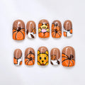 Halloween Press On Nails with Pumpkin Art | Cute Spooky Nails | Orange Halloween Fake Nail Set | JB528WC