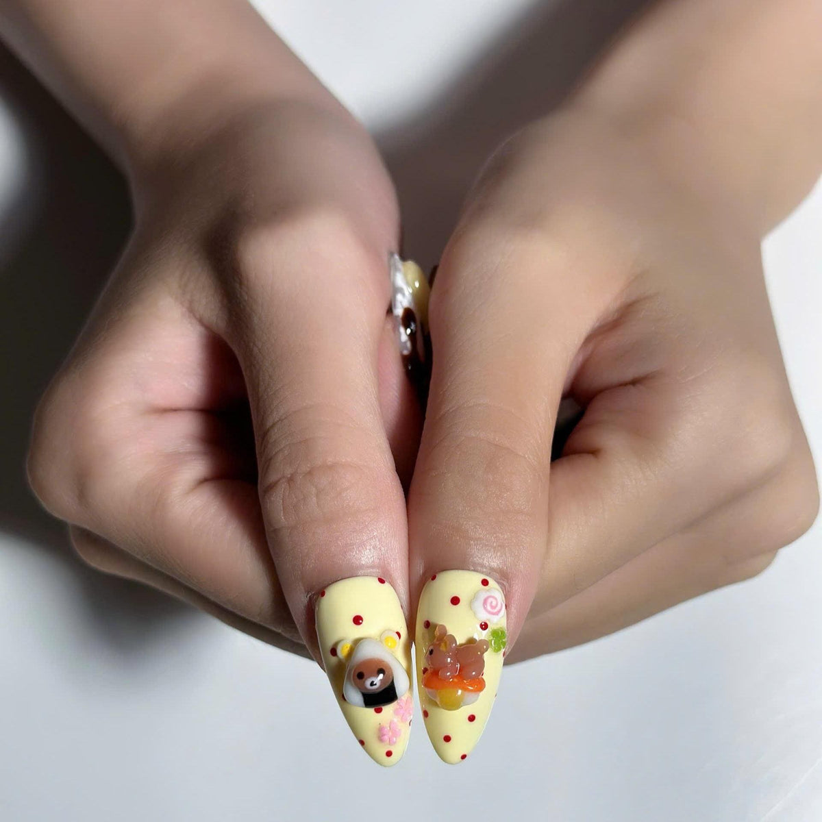 3D Food Press On Nails with Sushi & Salmon Art | Cute Japanese Food Design | Kawaii Handmade Statement Nails | JB537UC