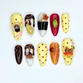 3D Food Press On Nails with Sushi & Salmon Art | Cute Japanese Food Design | Kawaii Handmade Statement Nails | JB537UC