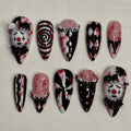 Halloween Gothic Clown Press On Nails, 3D Jester Bloody Circus Nail Art