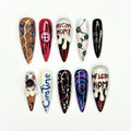 Creepy Cute Press On Nails with Button Eye Art | Dark Fantasy 3D Design | Spooky Halloween Statement Nails | JB536UC