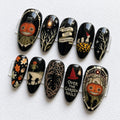 Handmade Over the Garden Wall Press On Nails | Pumpkin Forest & Lantern Nail Art | Vintage Autumn Mismatched Nails