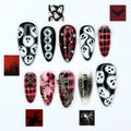 Halloween Press On Nails | Ghost Spider Web Nails | Red Black Gothic Cross | Spooky 3D Nail Art | JB680UC