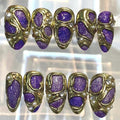 Purple Gold Press On Nails | Luxury 3D Metal Nails | Handmade Royal Nail Set