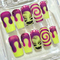 Halloween Press On Nails: Oogie Boogie Inspired Glow-in-the-Dark False Nails