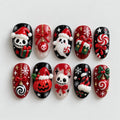 Handmade Spooky Christmas Press On Nails, Skeleton Santa Nail Set, Ghost Pumpkin & Candy Accents, Nails For Playful Gothic Holiday Vibes