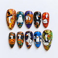 Cute Halloween Press On Nails | Goose Ghost Nail Art | Pumpkin Witch Nails | Colorful Spooky Nails | Handmade Fall Nail Set | JA684U