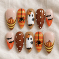 3D Halloween Press On Nails, Cute Ghost Pumpkin Nail Art, Handmade Spider Fake Nails