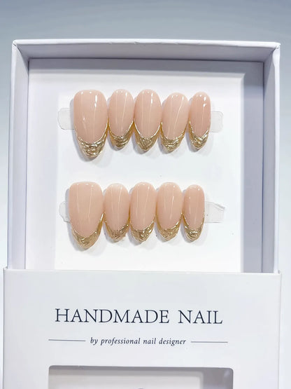 Medium Nude Gold Oval French tip