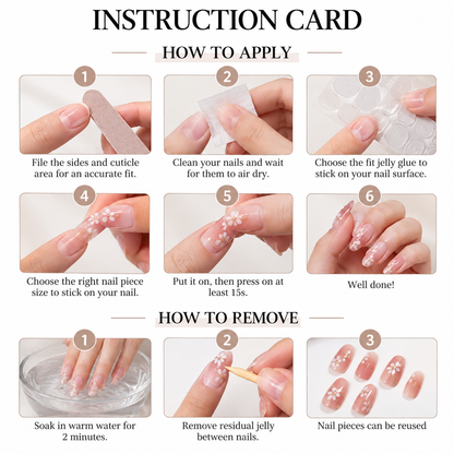 Kawaii Cat Press On Nails, Coquette Kitten Stars Bows & 3D Flower Nail Art