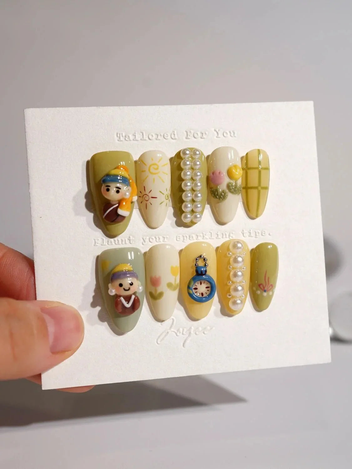 Girl with a Pearl Earring Reusable Press On Nails