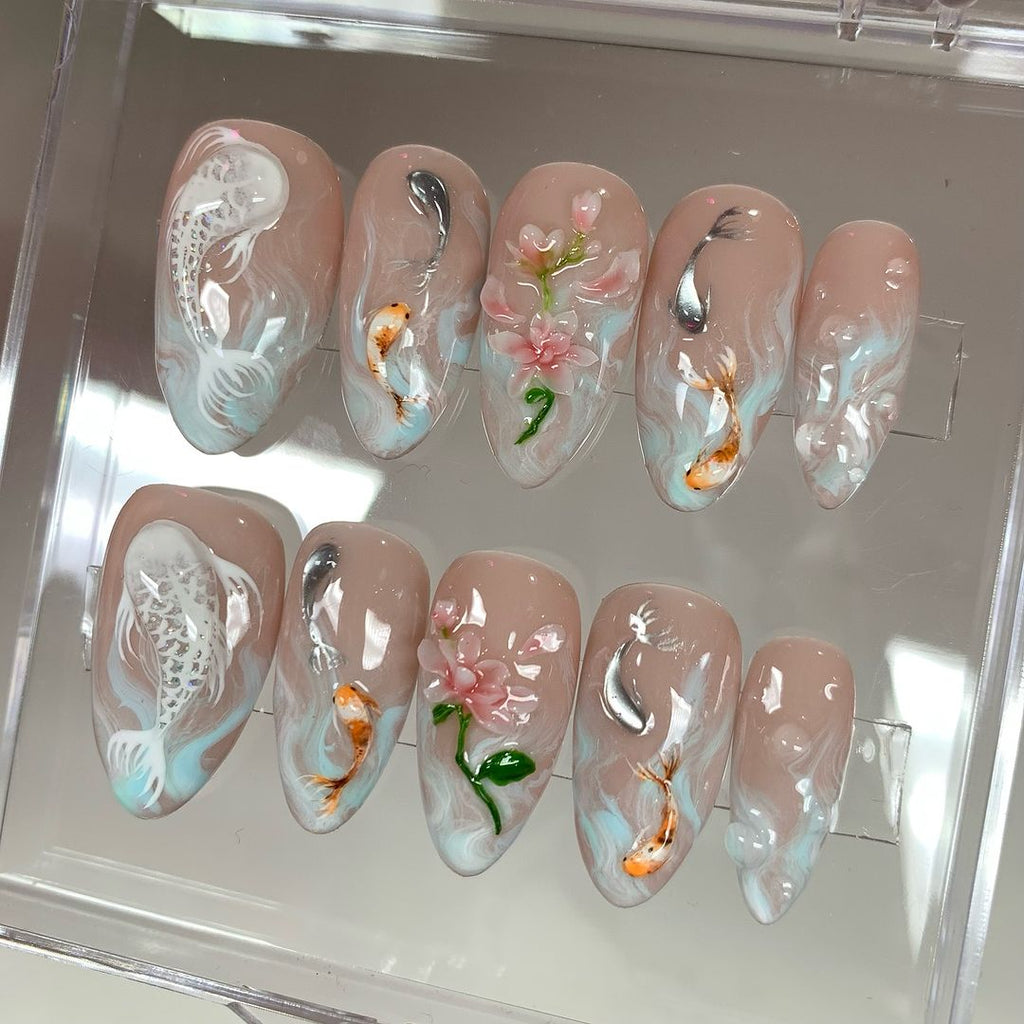 Koi Pond Press On Nails OB64L