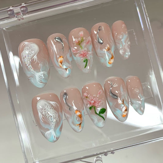 Koi Pond Press On Nails OB64L