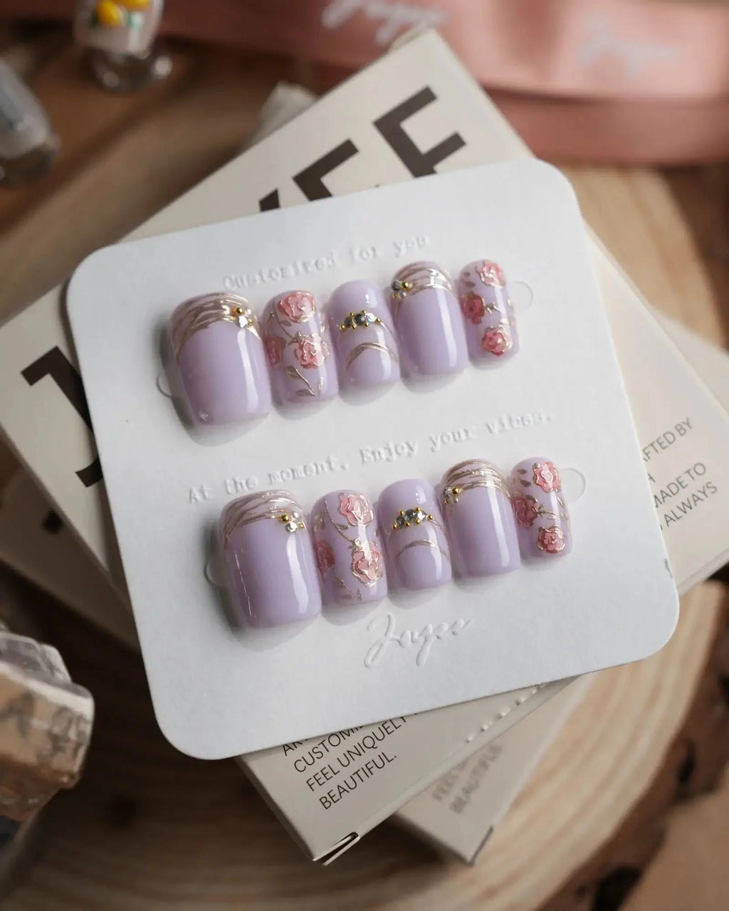 Lavender Rose Reusable Press On Nails
