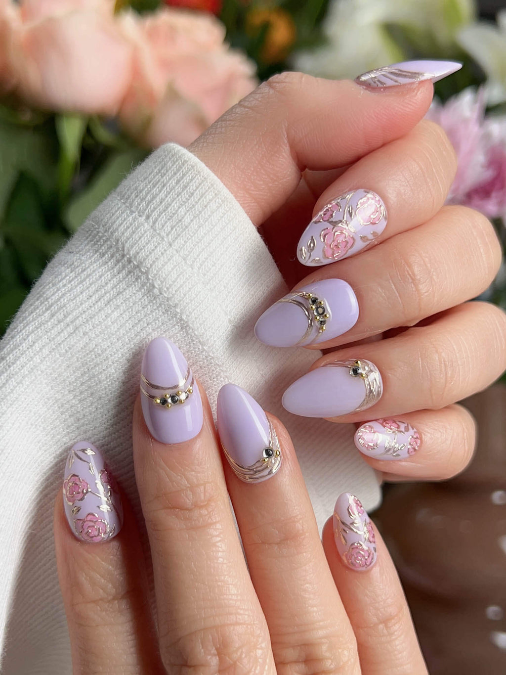 Lavender Rose Reusable Press On Nails