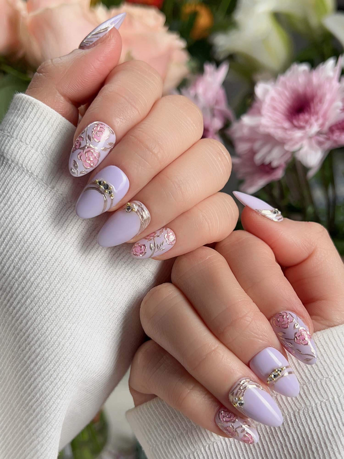Lavender Rose Reusable Press On Nails
