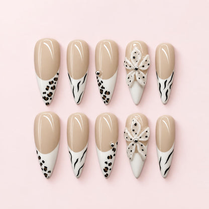 Leopard French Stiletto Press-On Nails