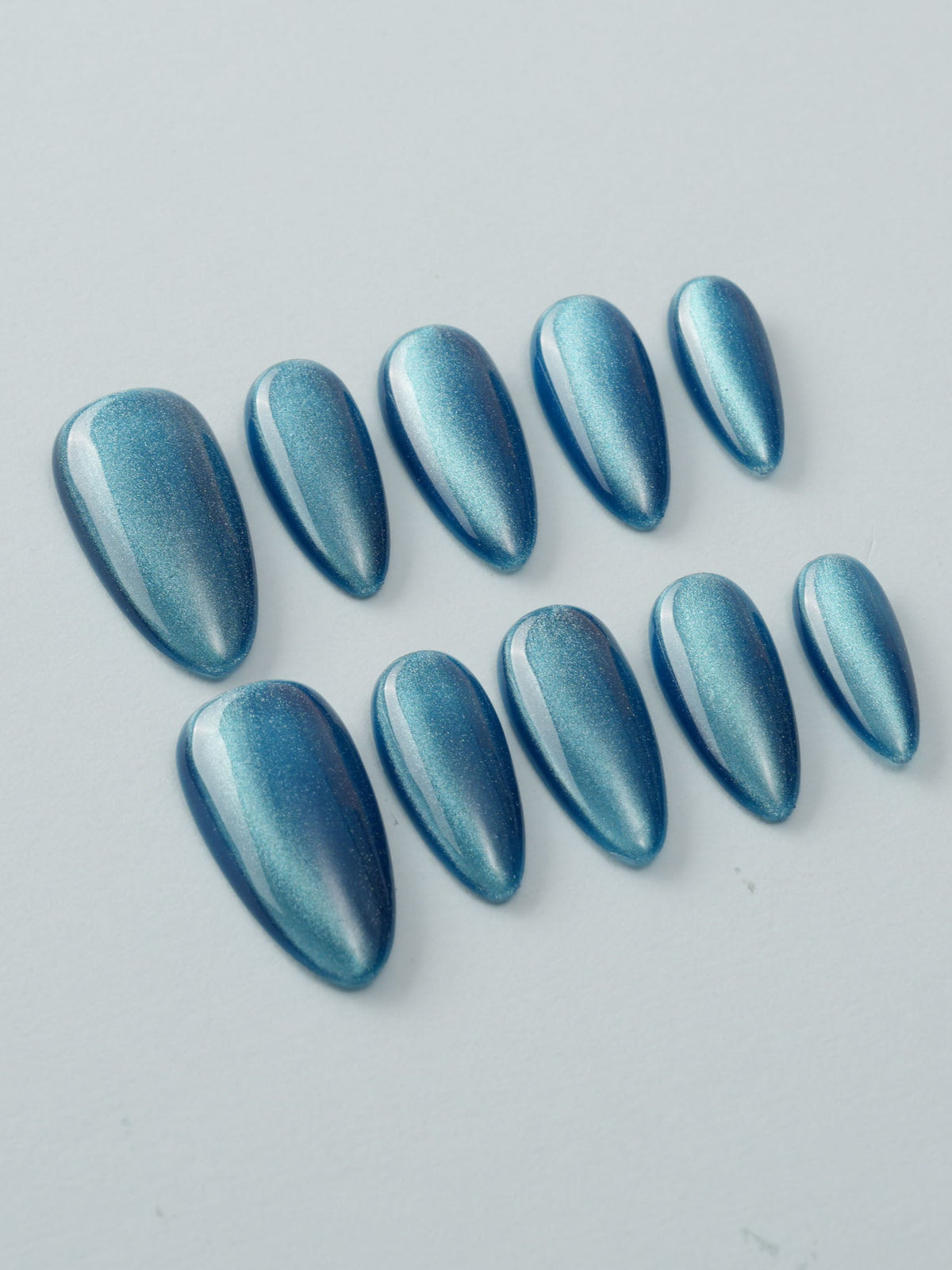 Blue Sky Cat Eye Reusable Press On Nails