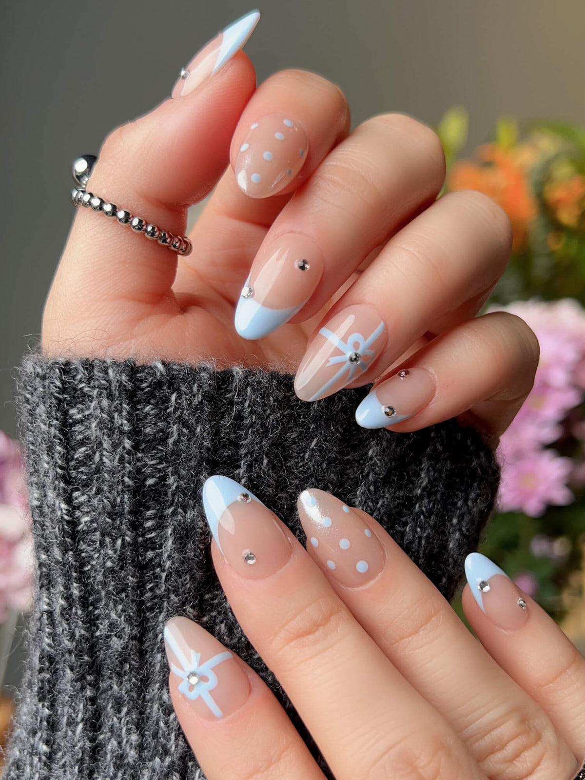 Love Gift Blue Reusable Press On Nails
