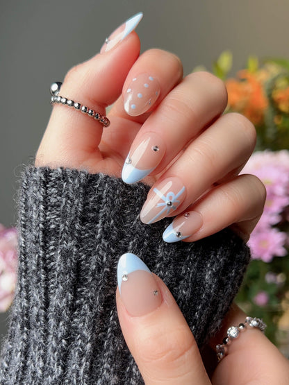 Love Gift Blue Reusable Press On Nails