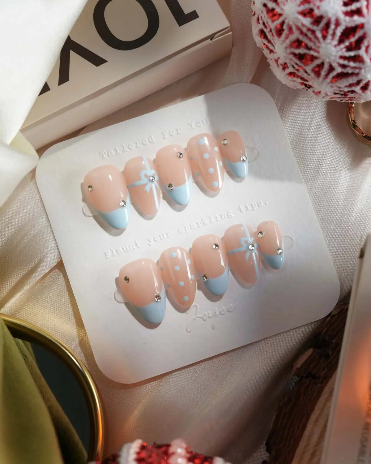 Love Gift Blue Reusable Press On Nails