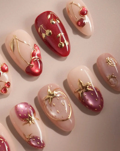 Crystal Berry Reusable Press On Nails