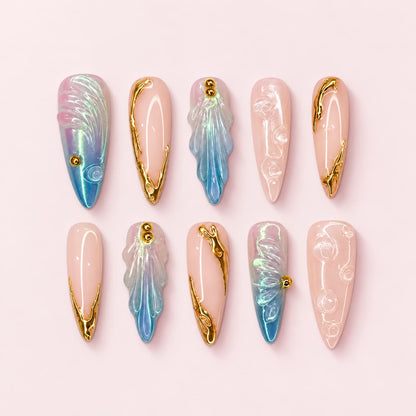Mermaid Shell Stiletto Press-On Nails