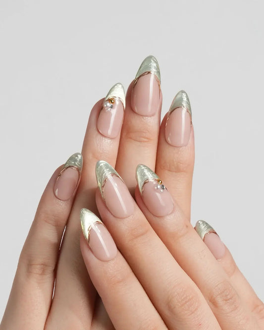 Silk Green New Reusable Press On Nails