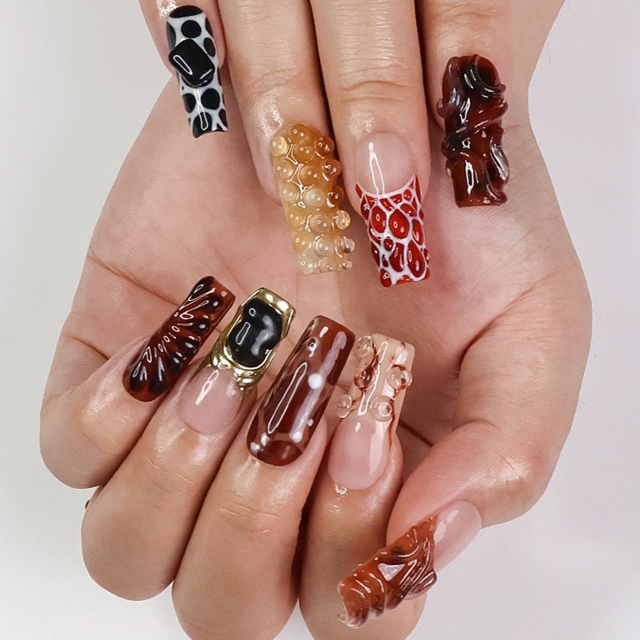 Molten Brown Caramel Press On Nails