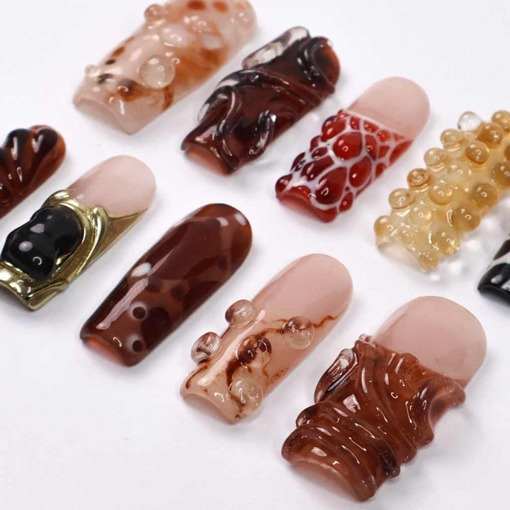 Molten Brown Caramel Press On Nails