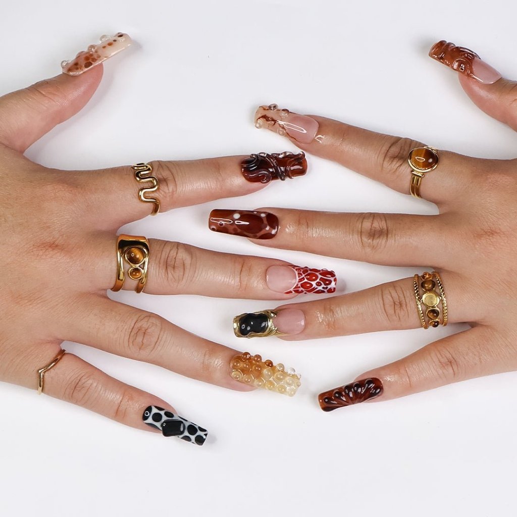 Molten Brown Caramel Press On Nails