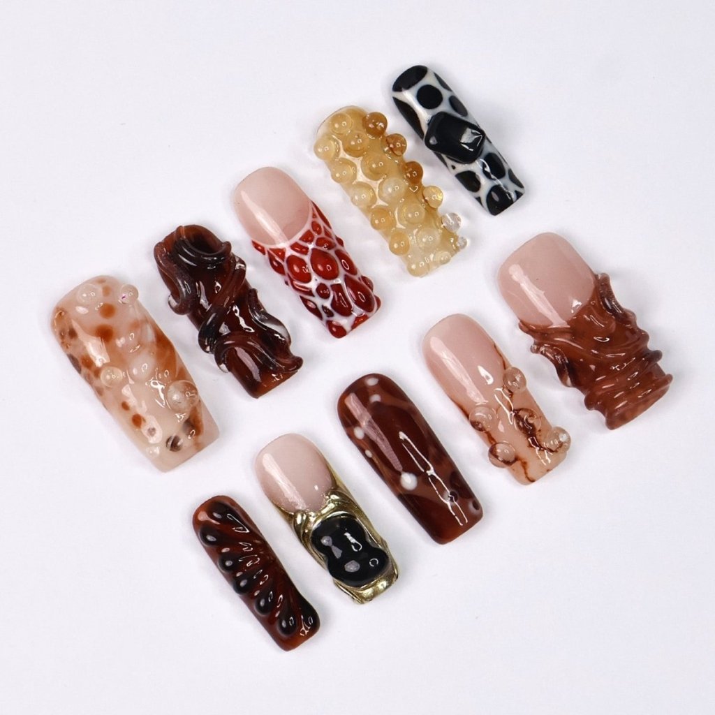 Molten Brown Caramel Press On Nails