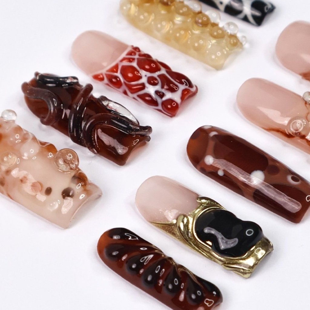 Molten Brown Caramel Press On Nails