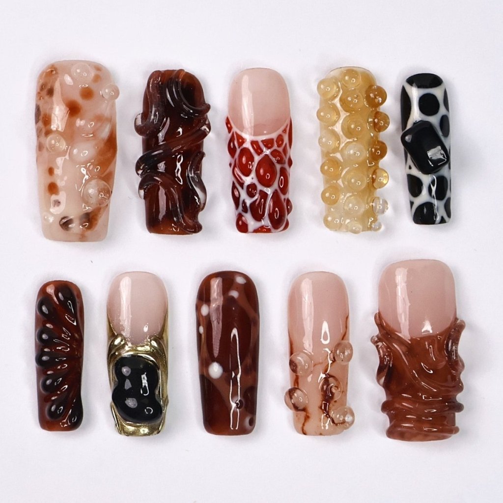 Molten Brown Caramel Press On Nails