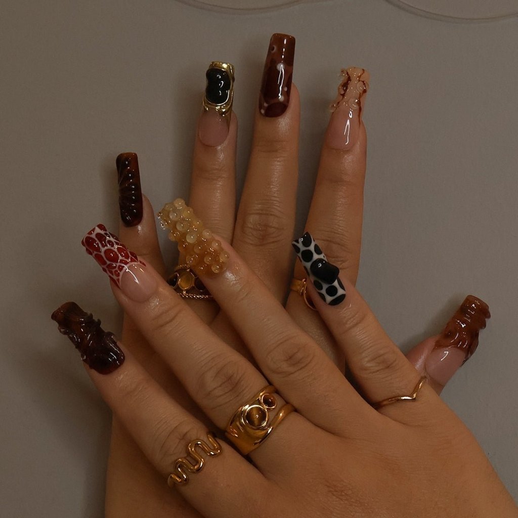 Molten Brown Caramel Press On Nails