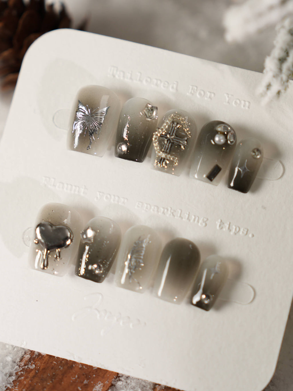 Night Butterfly Reusable Press On Nails
