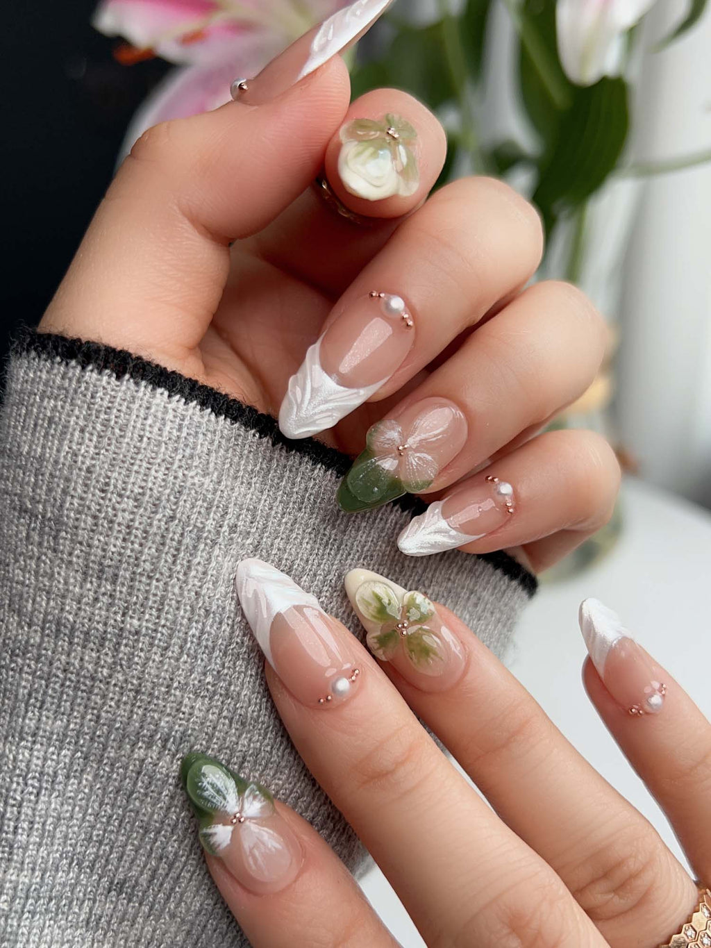 Duchess Olive 3D Floral Press On Press On Nails