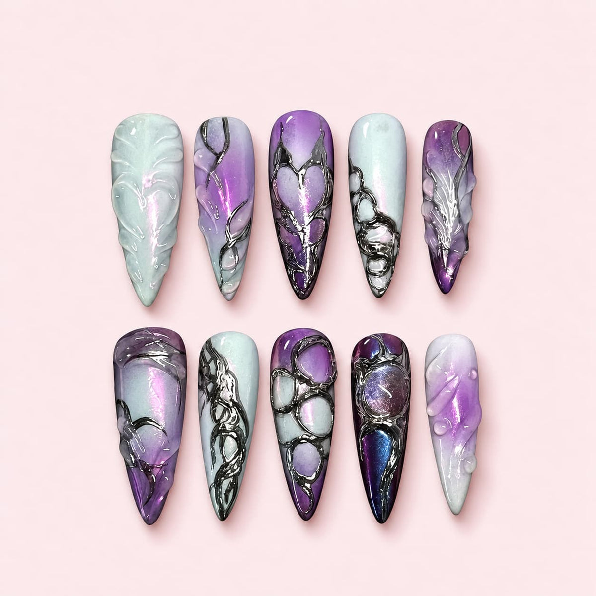 Orchid Mist Stiletto Press-On Nails