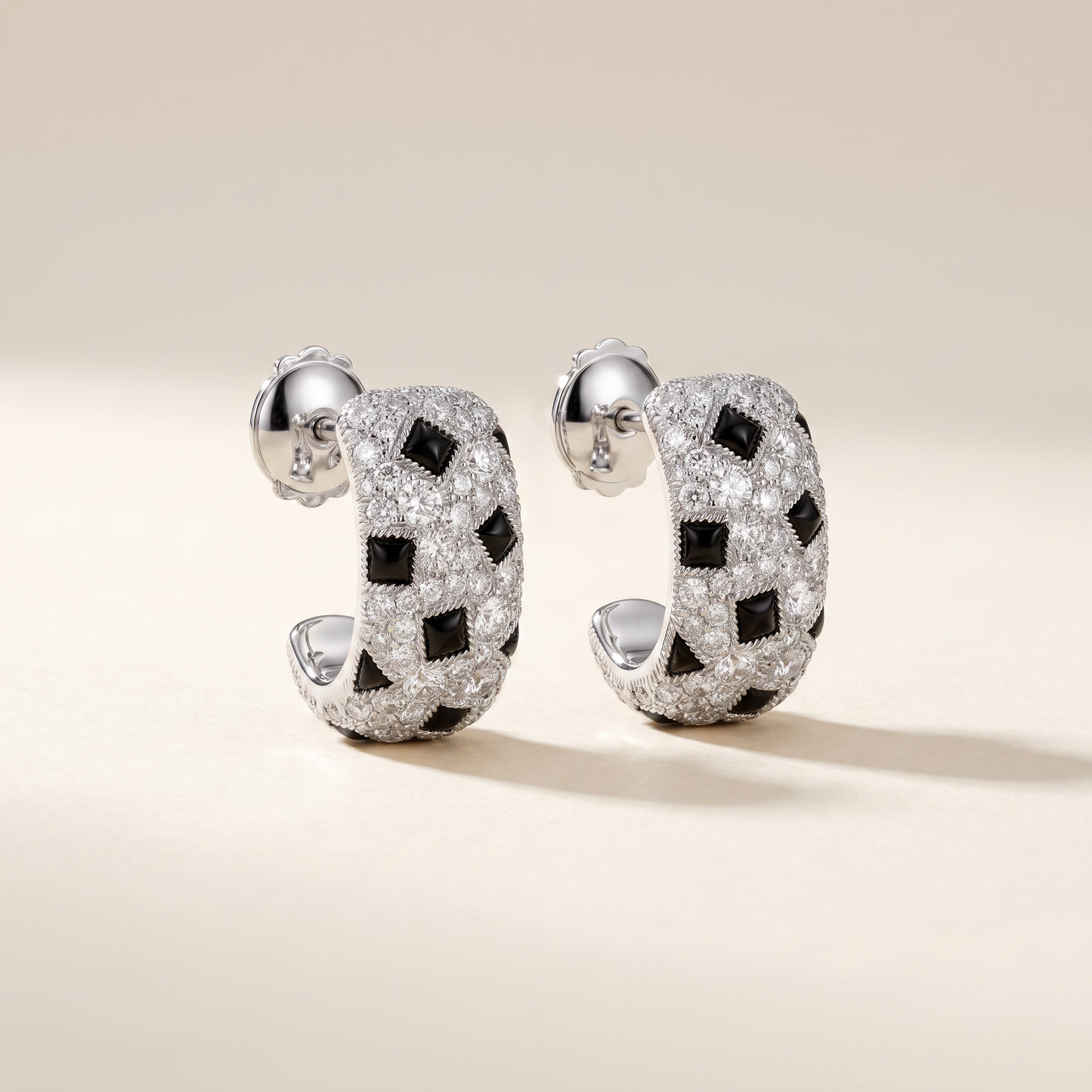 Black Onyx Pavé Wide Hoop Earrings