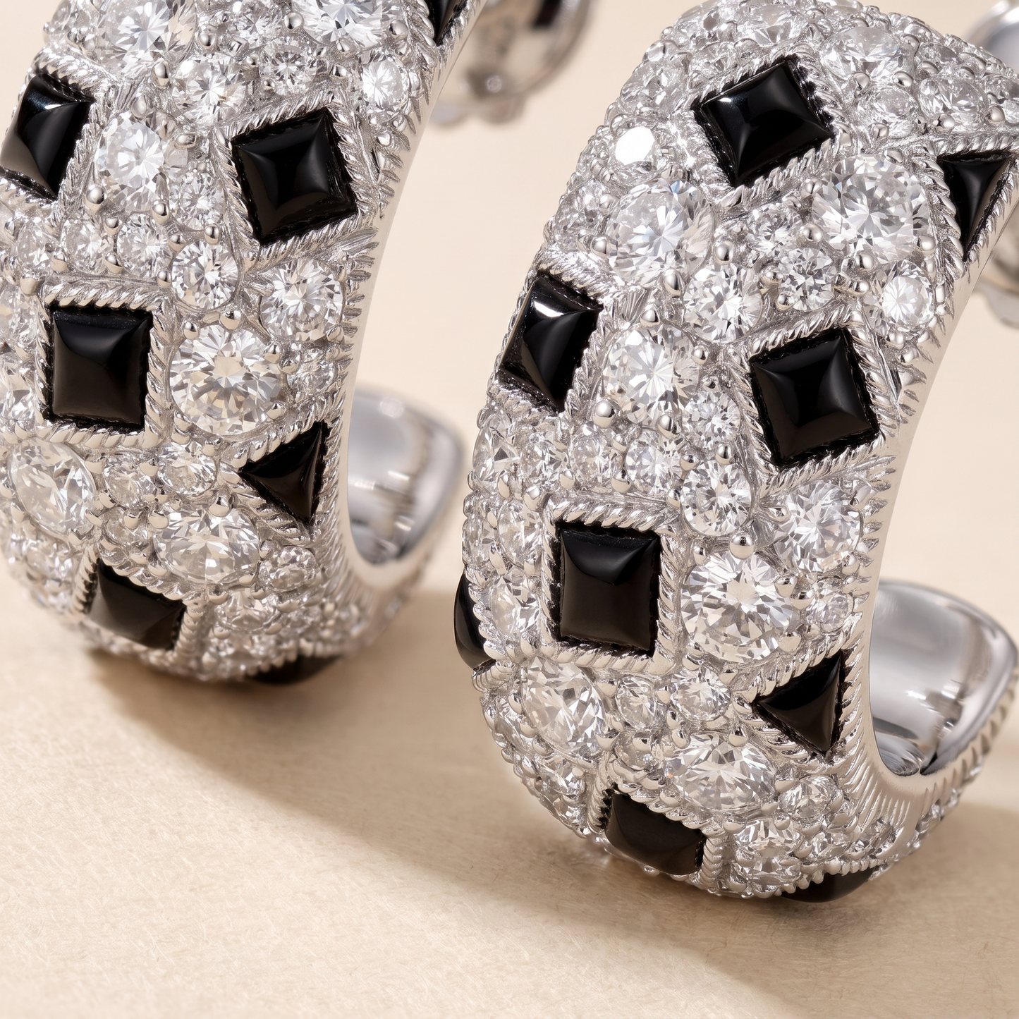 Black Onyx Pavé Wide Hoop Earrings