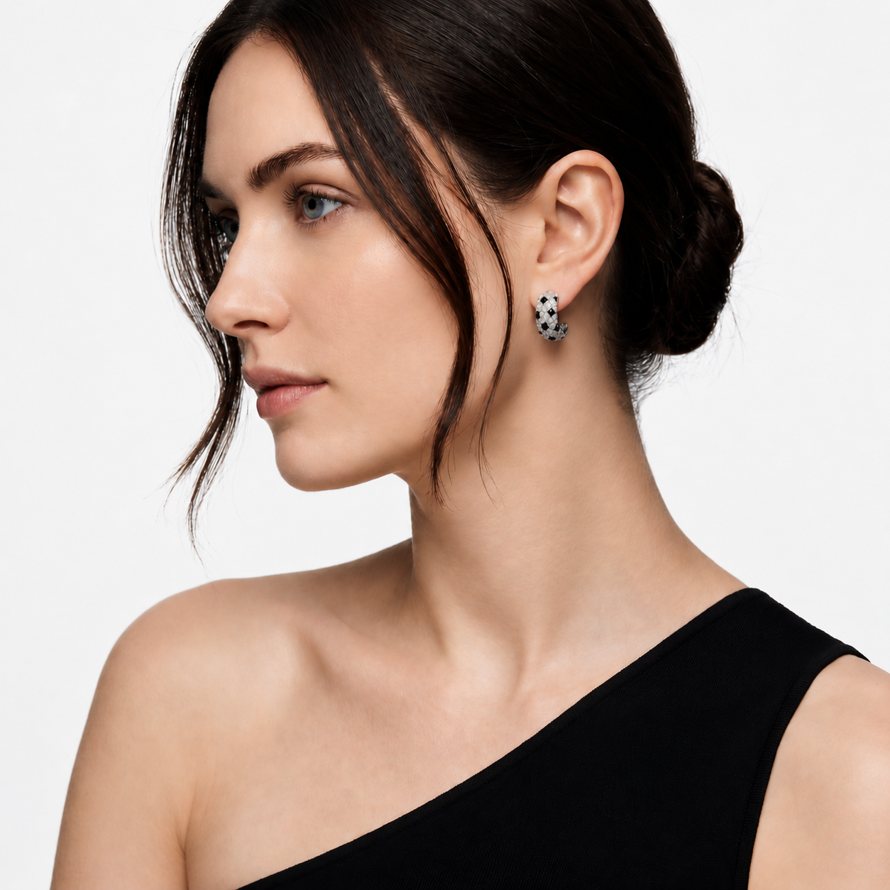 Black Onyx Pavé Wide Hoop Earrings