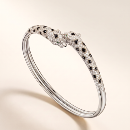 Leopard Pavé Enamel Double Head Bangle