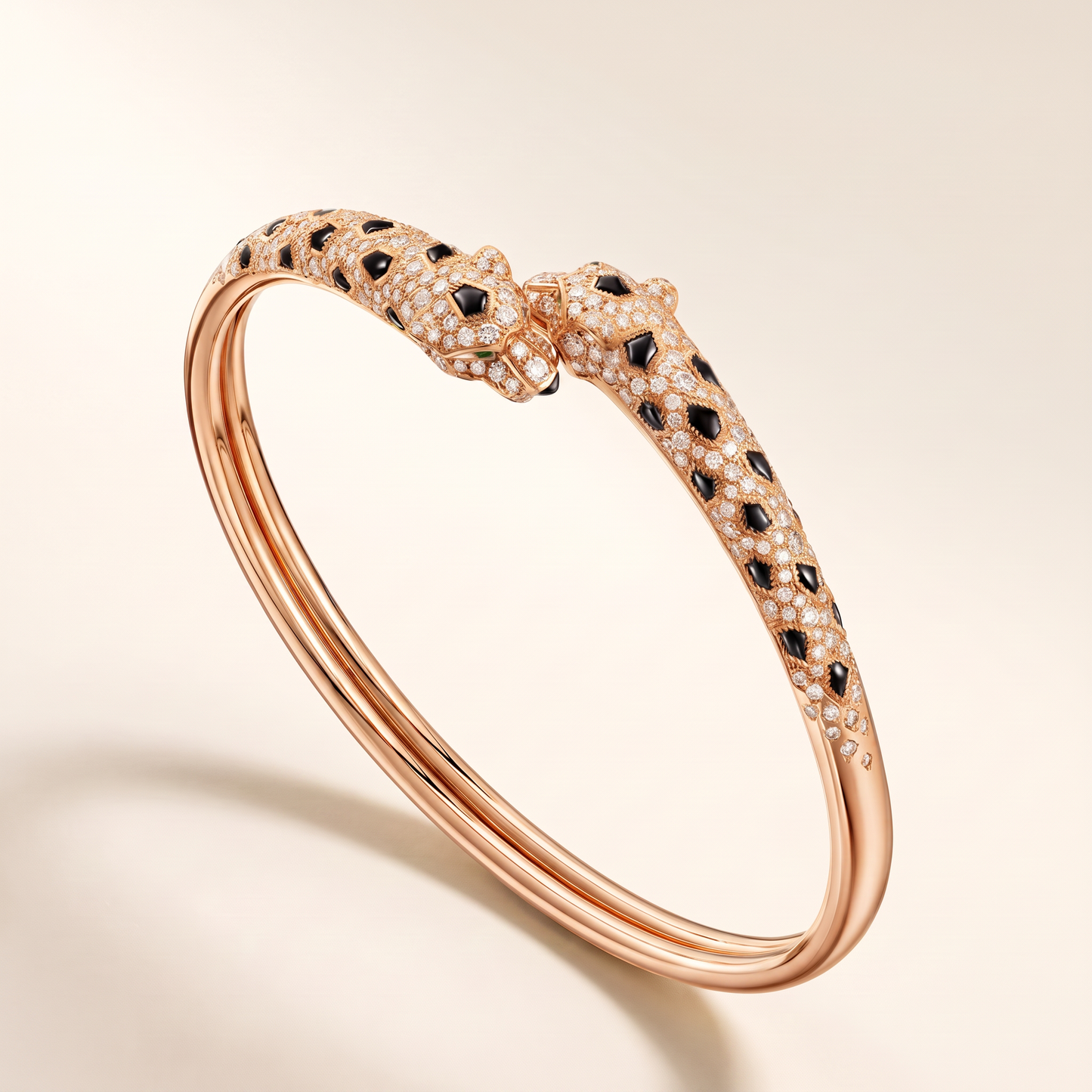 Leopard Pavé Enamel Double Head Bangle