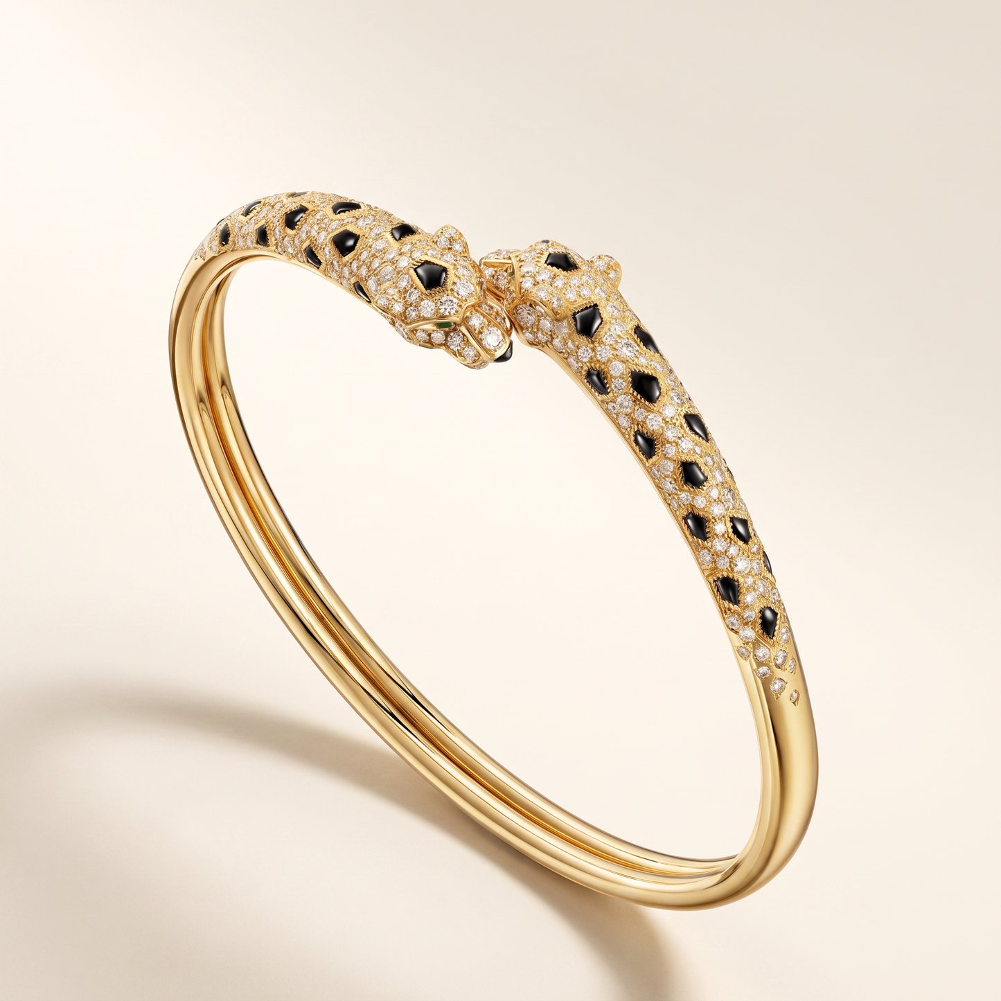 Leopard Pavé Enamel Double Head Bangle