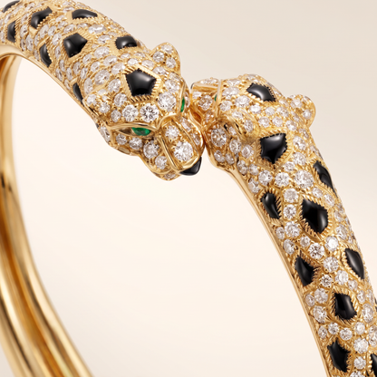 Leopard Pavé Enamel Double Head Bangle
