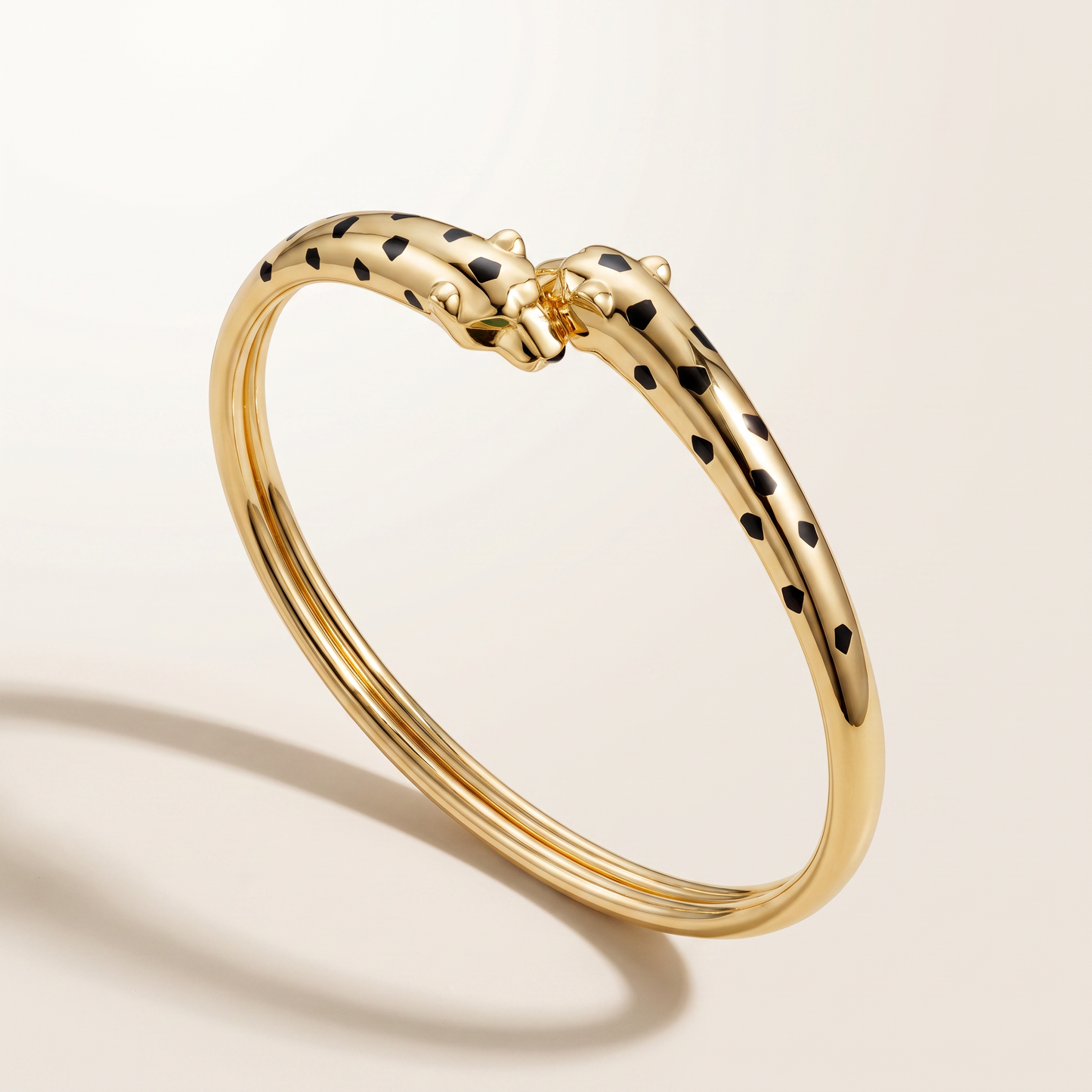 Panther Black Enamel Bangle Bracelet